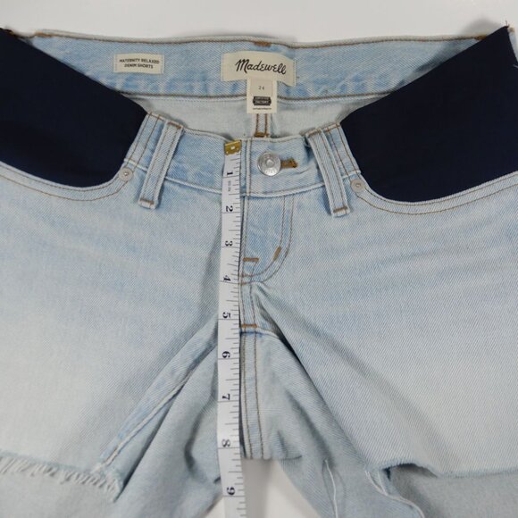 MADEWELL Relaxed Fit Denim Maternity Side Panel SHORTS Size 24 Blue Essen NEW - Picture 7 of 10